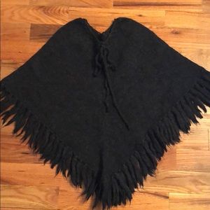 GAP dark gray 100% wool poncho